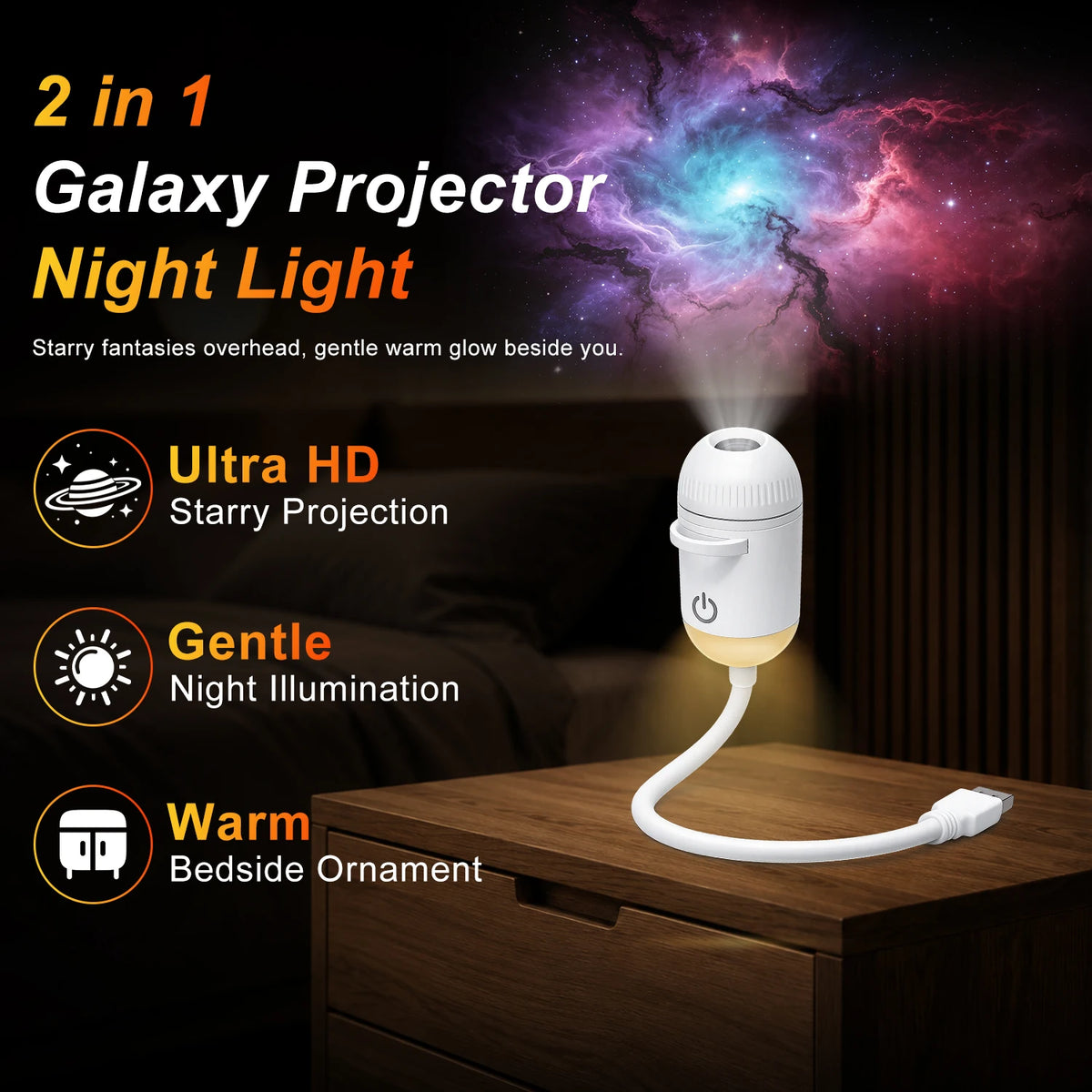 2-in-1 USB Galaxy Ambient Projector